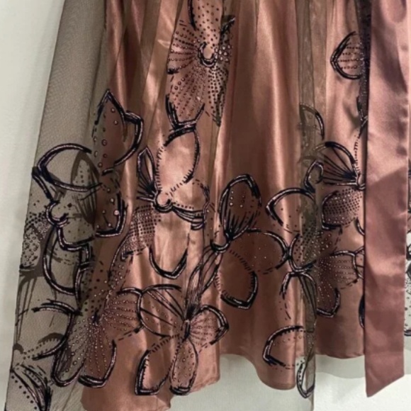 Vintage S.L. Fashions Bronze Metallic Tulle Satin Babydoll Mini Dress Fairycore - Picture 3 of 7